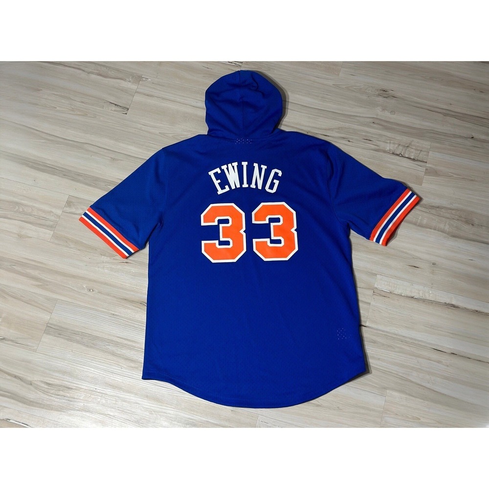 New York Knicks Patrick Ewing #33 Mitchell & Ness HWC Mesh Short Sleeve Hoodie - Picture 2 of 4